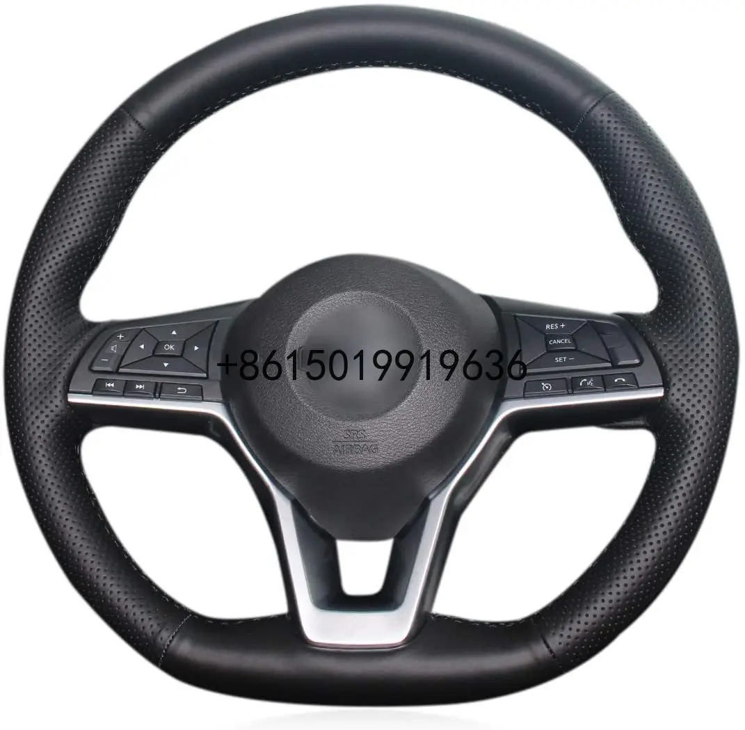 

Black Leather Steering Wheel Covers for Nissan Altima 2019 Qashqai 2018 Rogue 2017-19 X-Trail 2017-19 Kicks 2018 Leaf 2018