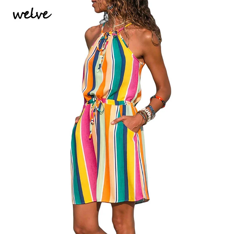 Женское летнее платье летний богемный соблазнительный комбинезон на бретелях