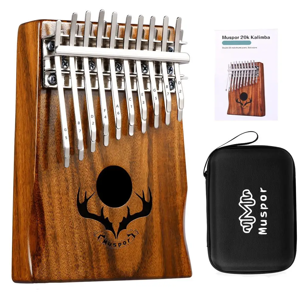 Muspor Kalimba 20 клавиш Acacia(Koa) двойной слой «пианино для больших пальцев» Mbira с чехлом высокого качества тюнер тела молоток английская песня книга