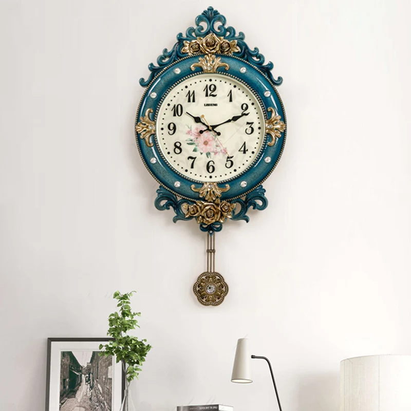Европейские деревенские креативные кварцевые настенные часы для гостиной