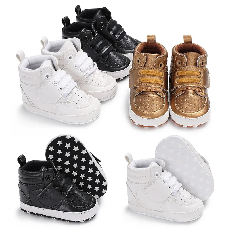 

Newborn Baby Boy Girl Soft Sole Crib Shoes Warm Boots Anti-Slip Sneaker PU Breathable Solid First Walkers 0-18M