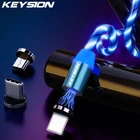 Магнитный USB-кабель KEYSION, Micro USB, Type-C, iPhone, 1 м, светящийся, красный, зеленый, синий, белый