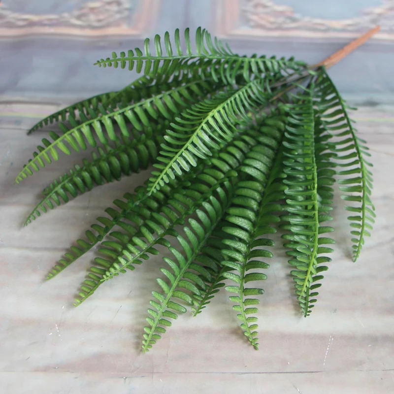 

Wholesale 45cm height 7 Branches Green Fake Lifelike Plants Floral Decor Artificial Persian Leaves Leaf Grass Garden Decor