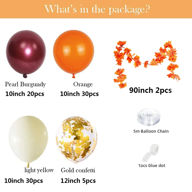 85 unids/lote oto&ntilde;o globos de cumplea&ntilde;os decoraciones de Acci&oacute;n de Gracias naranja Burdeos globos de la Ducha del beb&eacute; de boda fiesta de oto&ntilde;o-1