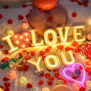 Алфавит неоновый ночник 26 букв теплый белый Настольная лампа с USB для дня рождения свадьбы вечеринки спальни декоративные