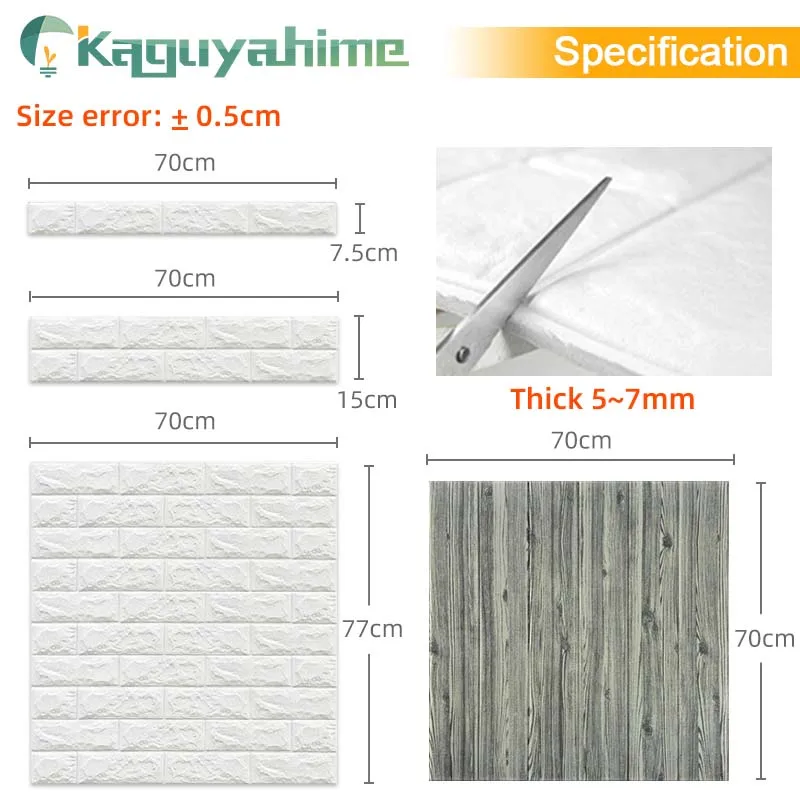 

Kaguyahime 3D Wallpaper DIY Marble Sticker Waterproof Stickers Wall Papers Home decor Kids Room 3D Self-Adhesive Wallpaper Brick