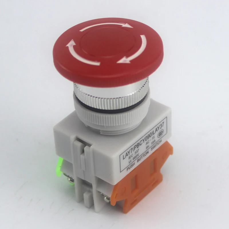 Кнопка выключения аварийной остановки гриба поворотная NO + NC 660V 10A LAY37 11ZS 22