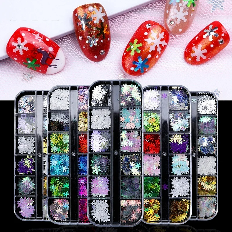 

Christmas Nail Art Accessories Nail Sequins Ins Popular Snowflake Laser Sequins Winter Nails Christmas For Nail Supplies