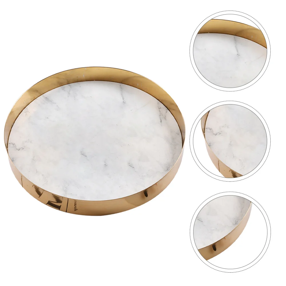 

1PC Elegant Round Marble Tray Tabletop Organizing Storage Tray Chic Storage Tray