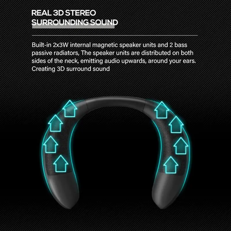 Neck Hanging Wireless Speaker Portable 3D Stereo Sound Audio Bluetooth-Compatible Built-In HD Microphone | Электроника