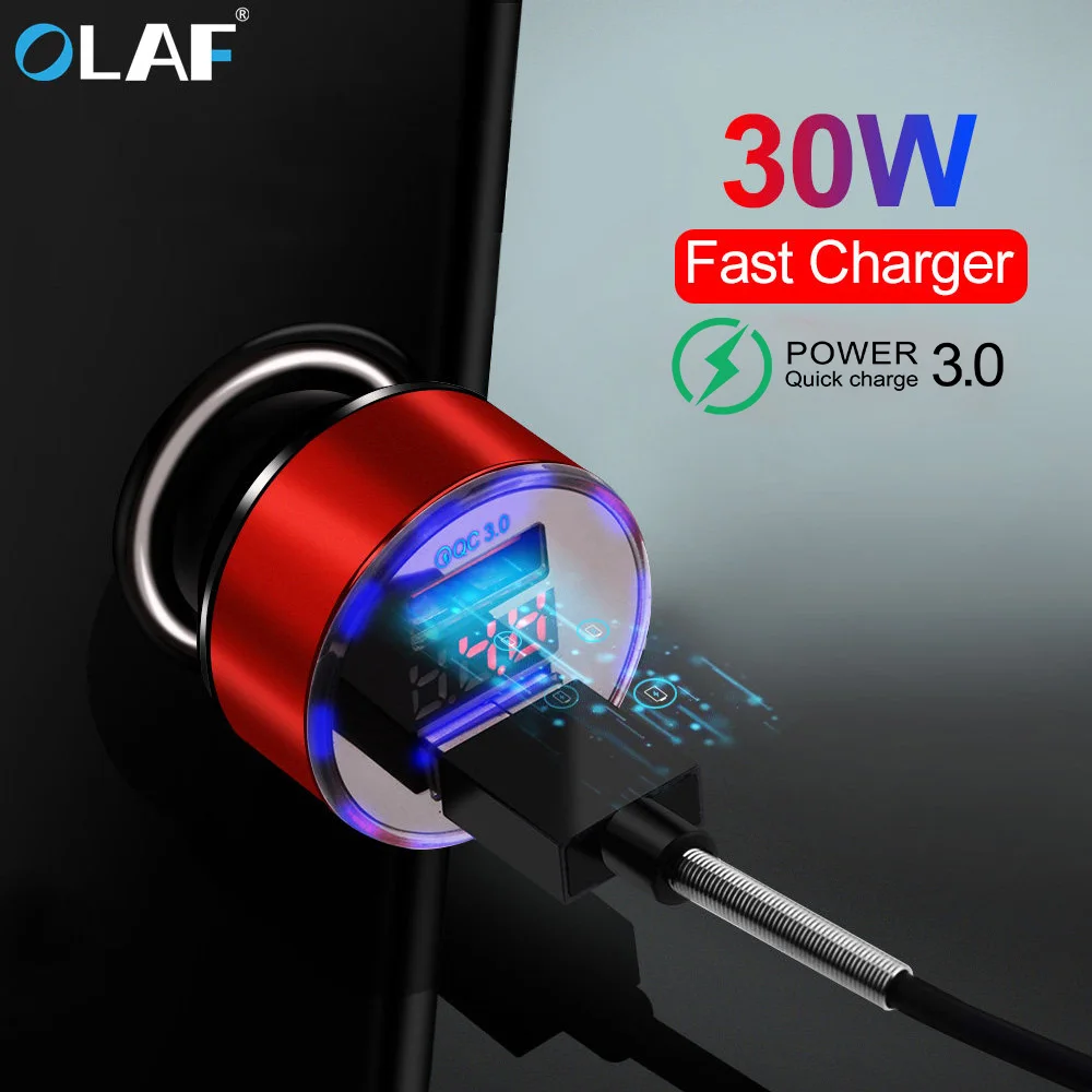 Автомобильное зарядное устройство с 2 USB-портами и поддержкой быстрой зарядки 3 0 30