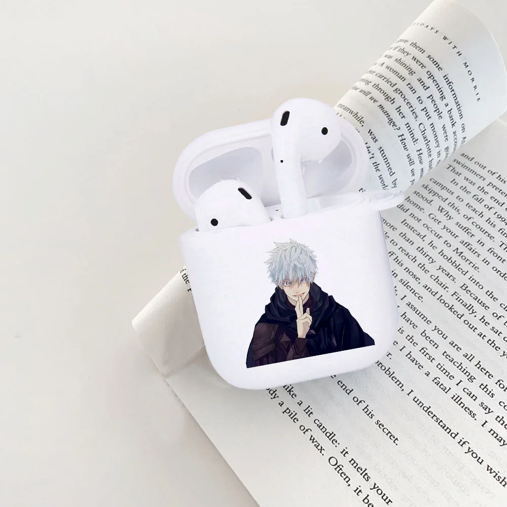 

2021 Japanese Anime Jujutsu Kaisen white Soft Airpod Case for Apple Airpods 2 1 Cover Wireless Earphone Accessories Coque Fundas