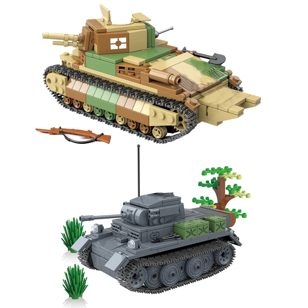 

2021 World War 2 WW2 Army Military Soldier City Police SWAT Japan Light Tank Model Building Blocks Bricks Kids Toys