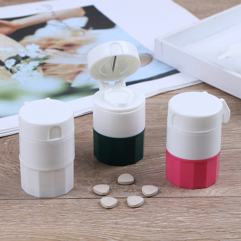 

Portable 4 Layer Powder Tablet Grinder Powder Pill Cutter Crusher 4 in 1 Medicine Splitter Box Storage
