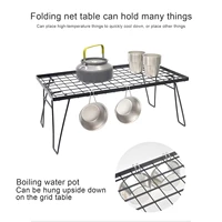 23 6x13 7 inch portable camping barbecue non stick diamond shaped mesh folding table desk picnic grill grate with folding legs