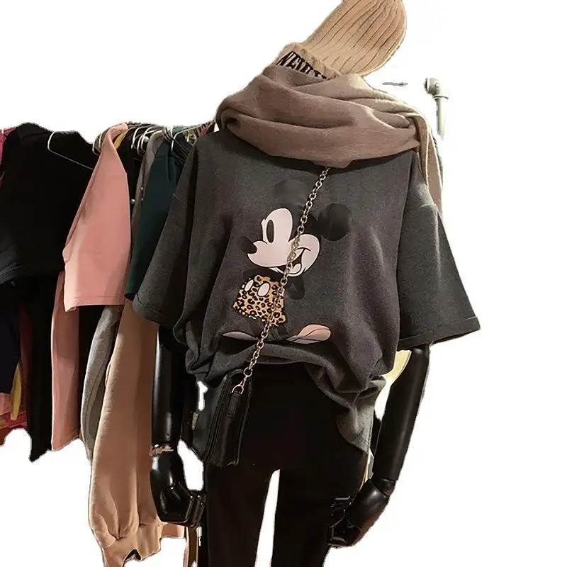 

Disney Mickey Mouse short-sleeved t-shirt female ins tide net red summer women's large size lazy wind all-match clothes