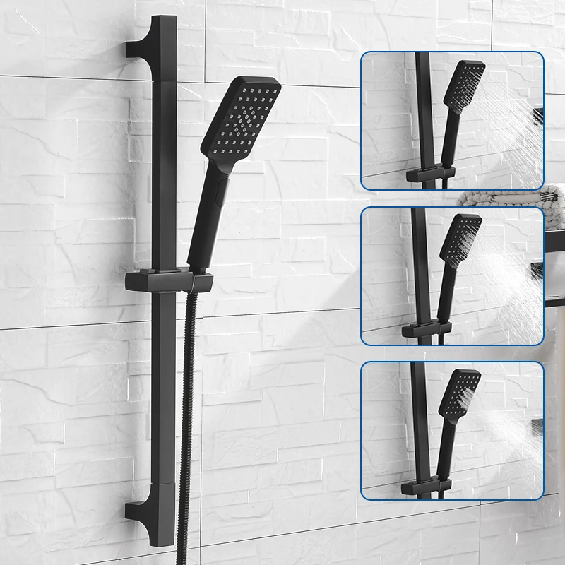 

High Quality Black Shower Sliding Bar Wall Mounted Shower Bar Adjustable Sliding Rail Set 3 Function Shower Minimalist Style