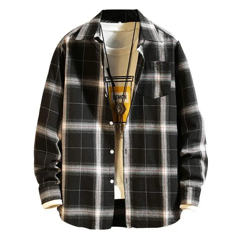 Клетчатая Мужская рубашка 2018 весна осень новый длинный рукав фланель мужская