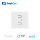 Однополюсный умный настенный выключатель BroadLink BestCon TC2S 3GANG RF стандарта Великобритании, голосовое управление Alexa Google Assistant