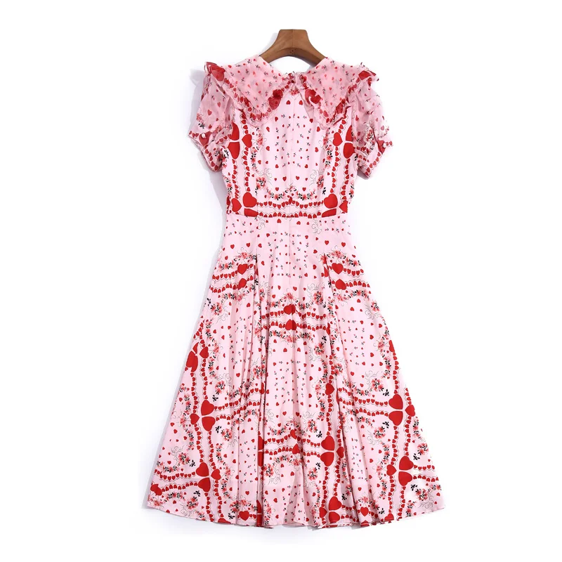 

Fashion Designer Runway Summer New Women'S Casual Dress Soft Comfortable Holiday Party Elegant Applique Bright Print Midi Dress