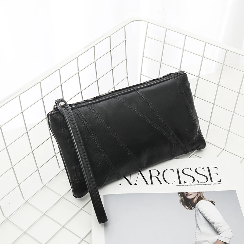 Черный женский кошелек мягкие женские клатчи сумки роскошные для женщин 2021