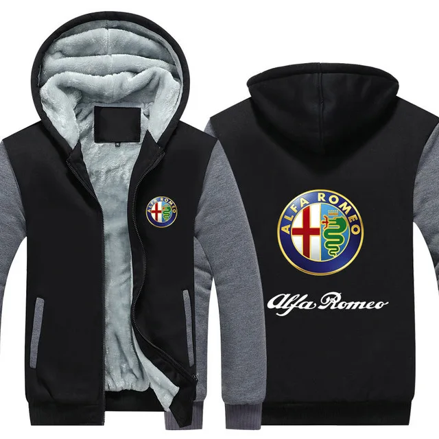 

Hoodies men Winter Warm Thicken Letter for Alfa Romeo sweatshirt Pullover coats zipper jackets 652