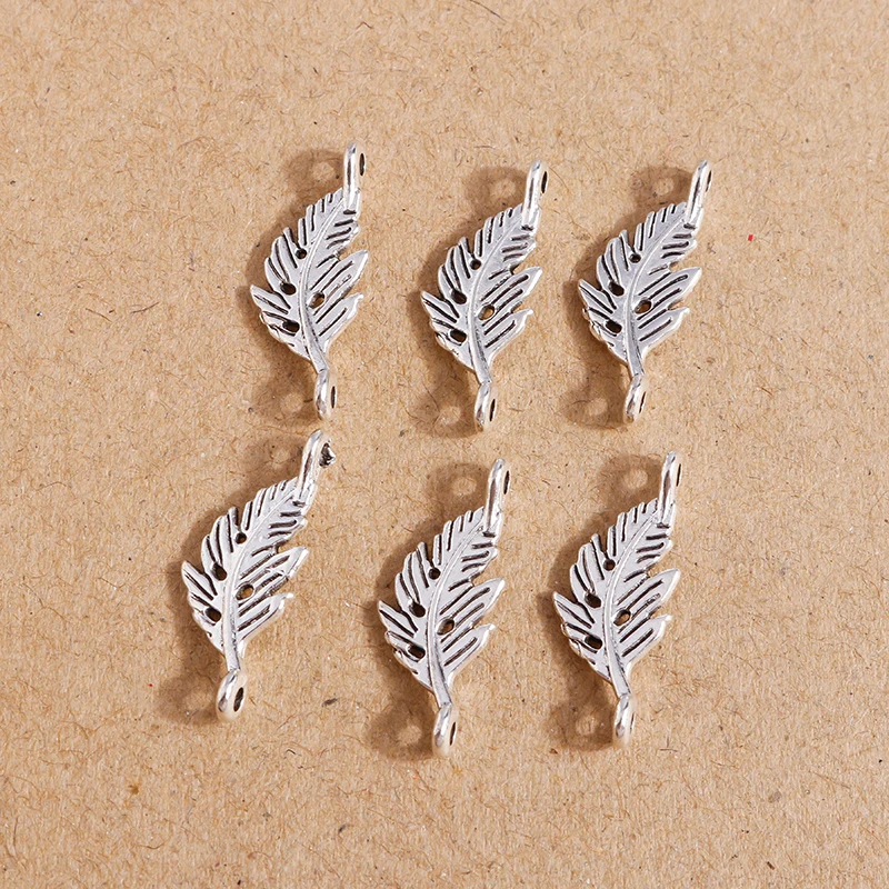 

40pcs 23*9mm Silver Color Alloy Leaf Charms Connectors for Jewelry Making DIY Handmade Bracelets Necklaces Crafts Accessories