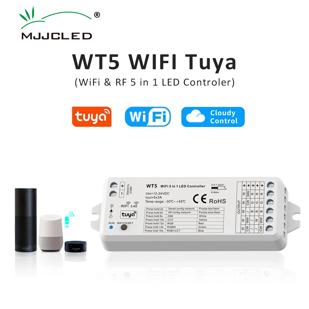 Пульт дистанционного управления Tuya 5 в 1 для Smart Life Wi-Fi 2 4 ГГц 12 В 24 WT5 | Лампы и