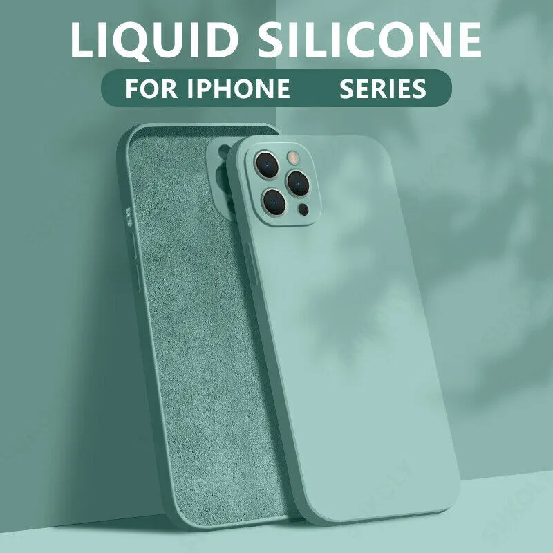 Luxury Original Liquid Silicone Phone Case For iPhone 13 12 11 Pro Max Mini X XS XR 7 8 Plus SE 2020 Candy Soft Shockproof Cover