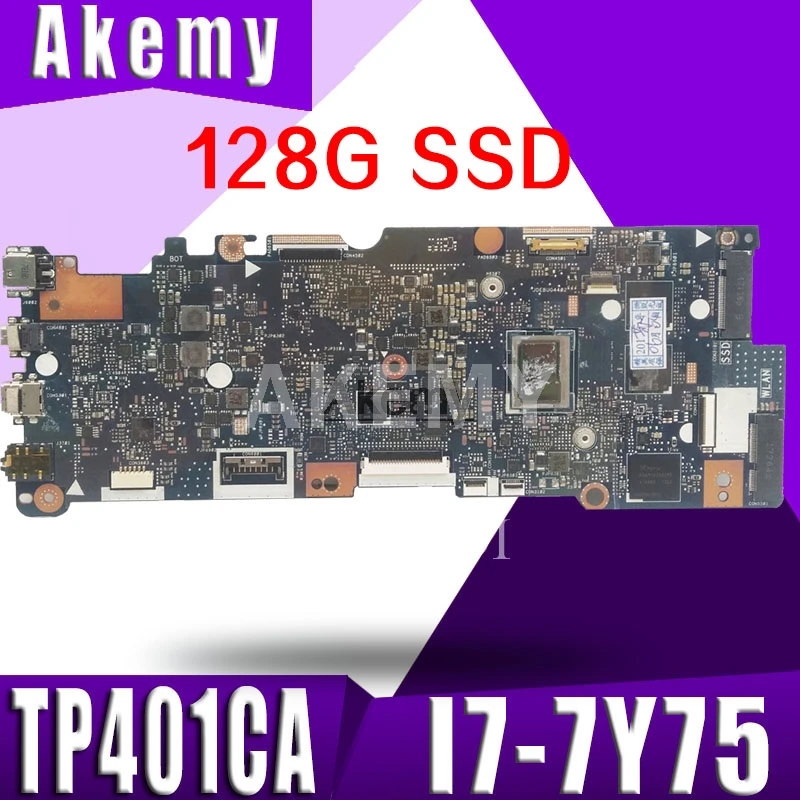 

TP401CA Laptop Motherboard For ASUS VivoBook Flip 14 TP401CA TP401C TP401CA7Y30 Mainboard 128GB SSDi7-7Y75 8GB RAM 128GB SSD