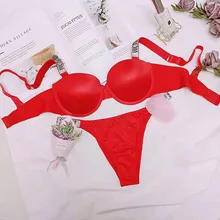 Luxury Secrets For Sexy Women Hot Bikini Thong Underwear Womens Panties Adjustable Push Up Bra Set Letter Rhinestone Lingerie