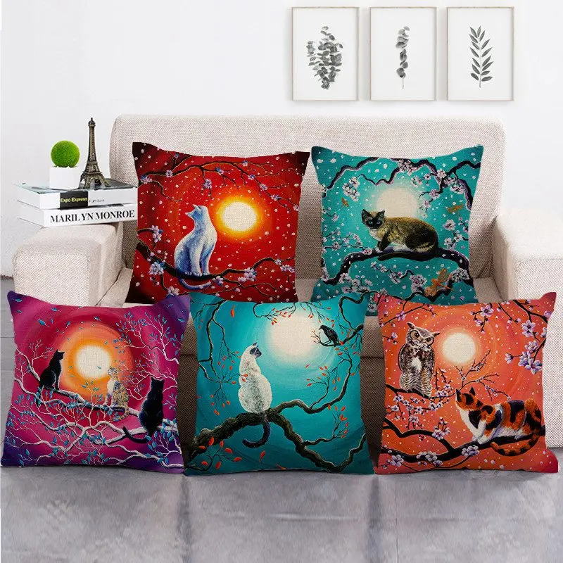 

Для собак и котов наволочка с рисунком вишни чехол для подушки украшение праздника наволочка льняная наволочка милое животное размером 45*45 ...