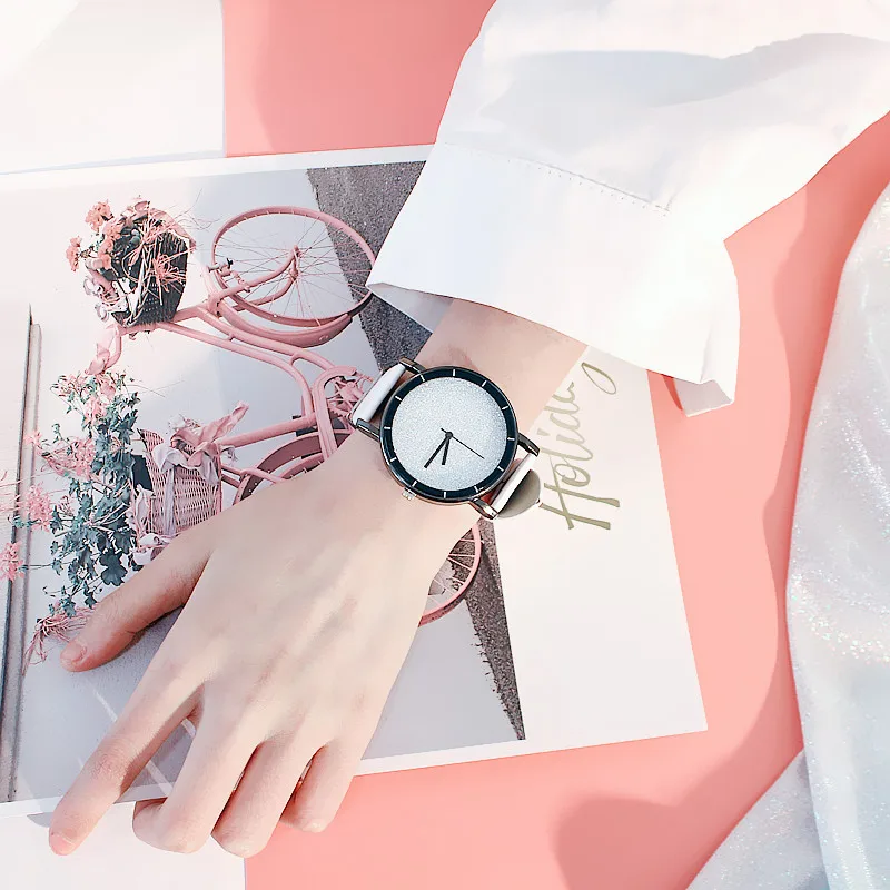 Маленькие Мини темпераментные женские часы с кожаным ремешком студенческий