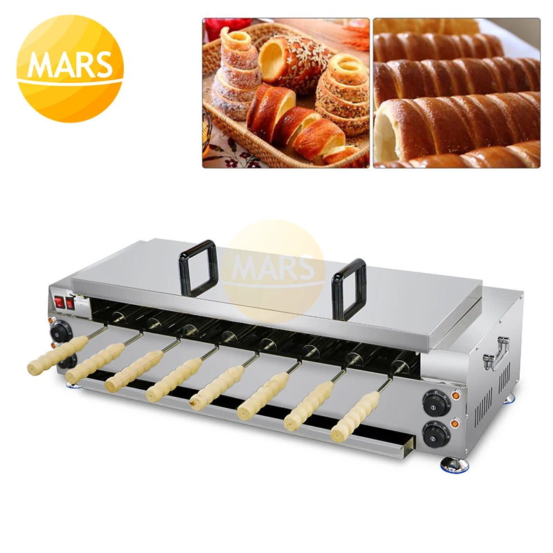 

New Snack Trdelnik Ice Cream Doughnut Cone Machine Hungarian Chimney Cake Grill Oven Donut Making Machine Kurtos Kalacs Roller