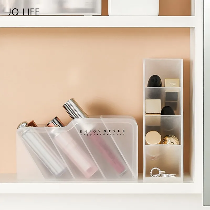 

JO LIFE Transparent Lipstick Storage Rack Mark Pens Holder Cosmetic Box Space Saving Mirror Clothet Shelf Penholder