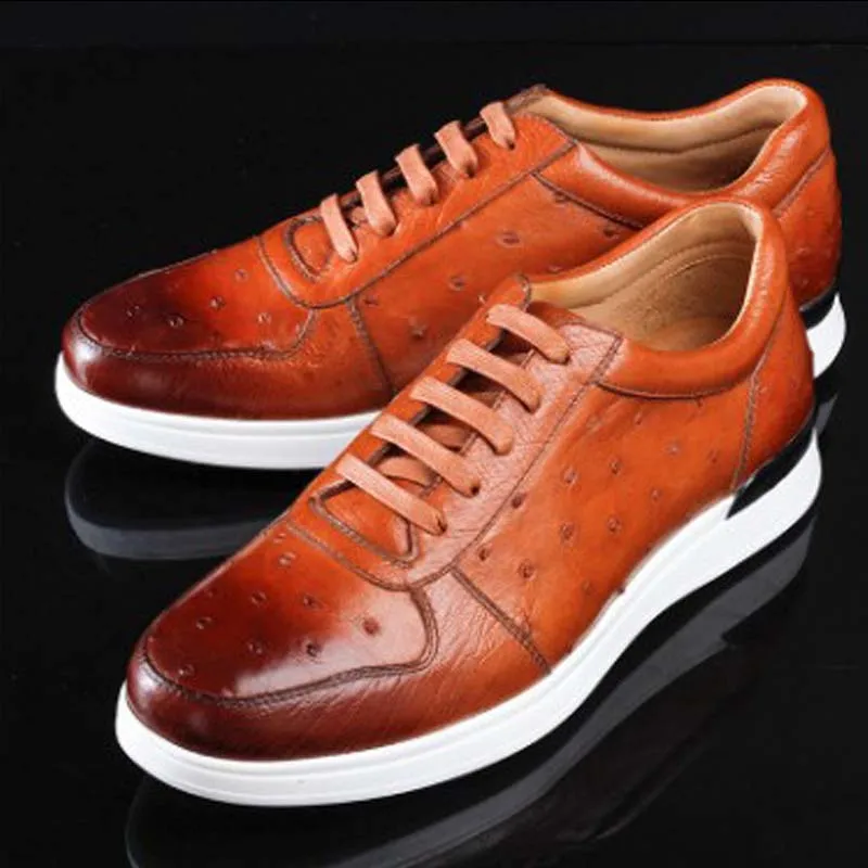 ourui new true ostrich leather men shoes male leisure Ostrich skin | Обувь
