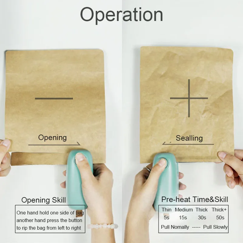 2 в 1 портативный мини ручной Термоупаковщик для пластиковых пакетов хранения