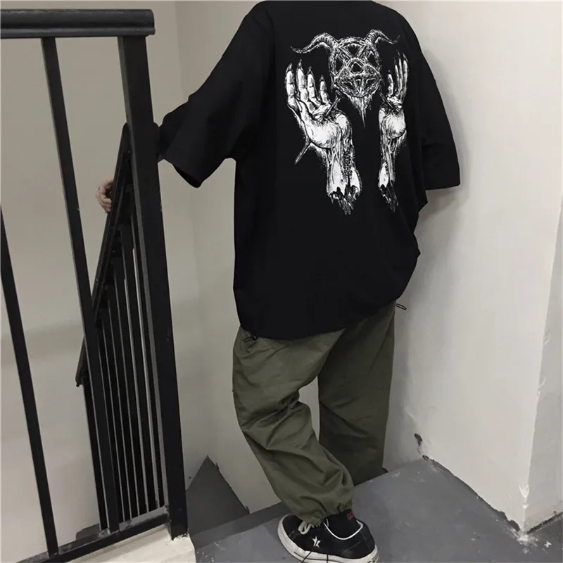 Lychee Harajuku Devil Star женская футболка с принтом руки, свободная женская футболка, летние футболки, круглый вырез, короткий рукав, женские футболки