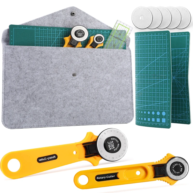 

Nonvor 28/45mm Rotary Cutter Set Leather Cutter with Extra Blades Acrylic Ruler A4 Green Cutting Board for Leather Fabric Sewing