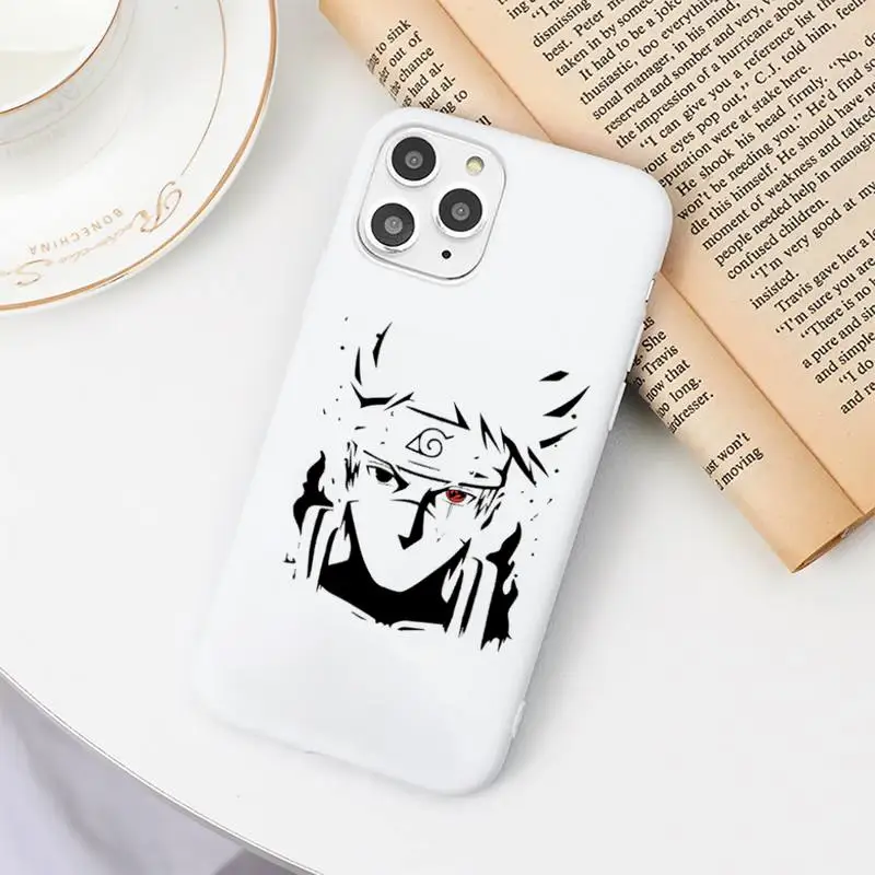 

Naruto Cute Cartoon Japanese Anime Sasuke Phone Case Candy Color White for iPhone 11 pro XS MAX 8 7 6 6S Plus X 5S SE 2020 XR