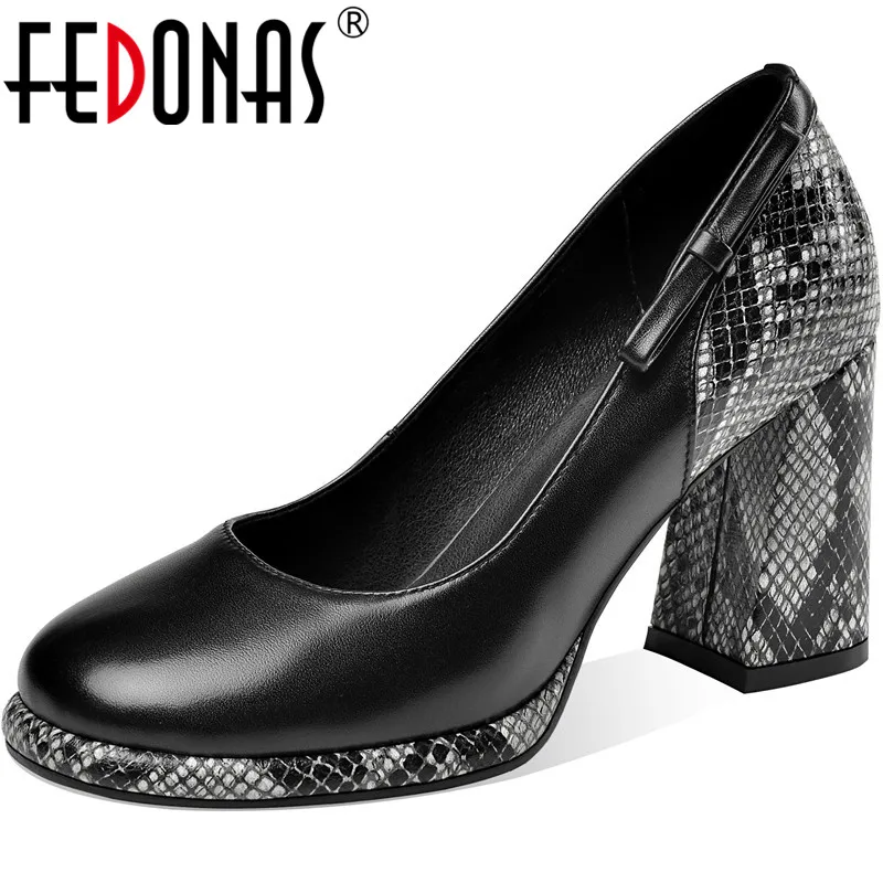 Женские туфли-лодочки FEDONAS с бантом-бабочкой на квадратном каблуке из коровьей