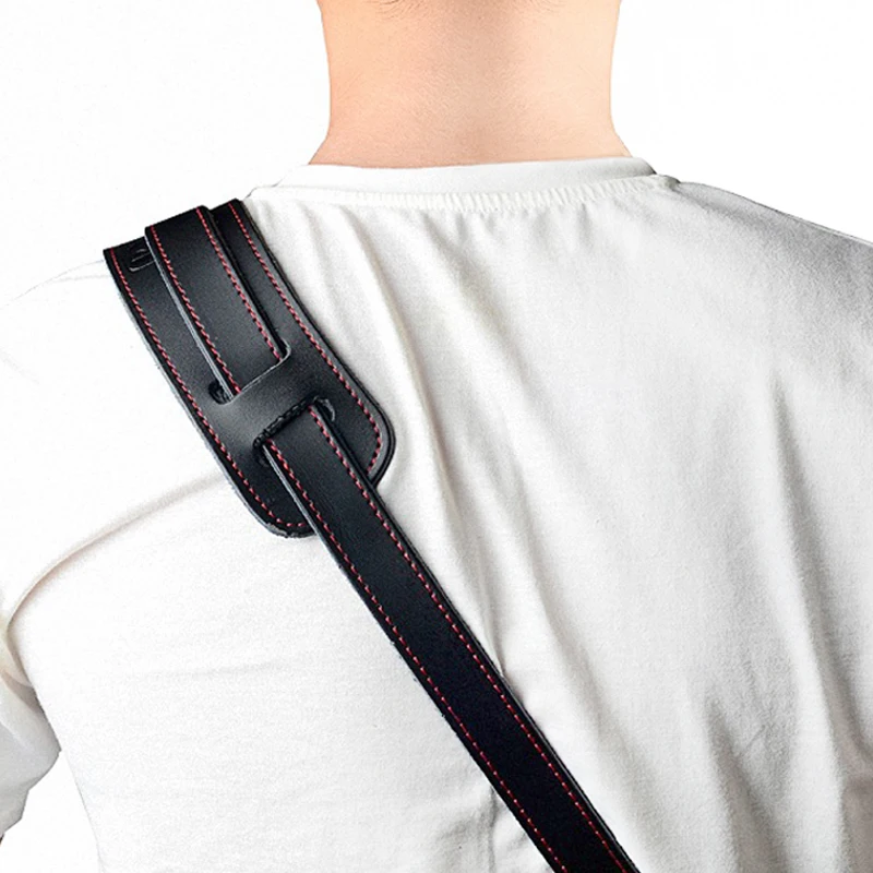 Genuine Leather Guitar Strap Widen Shoulder Pads Adjustable Belt 120-145cm Length for Acoustic Electric Bass | Спорт и развлечения