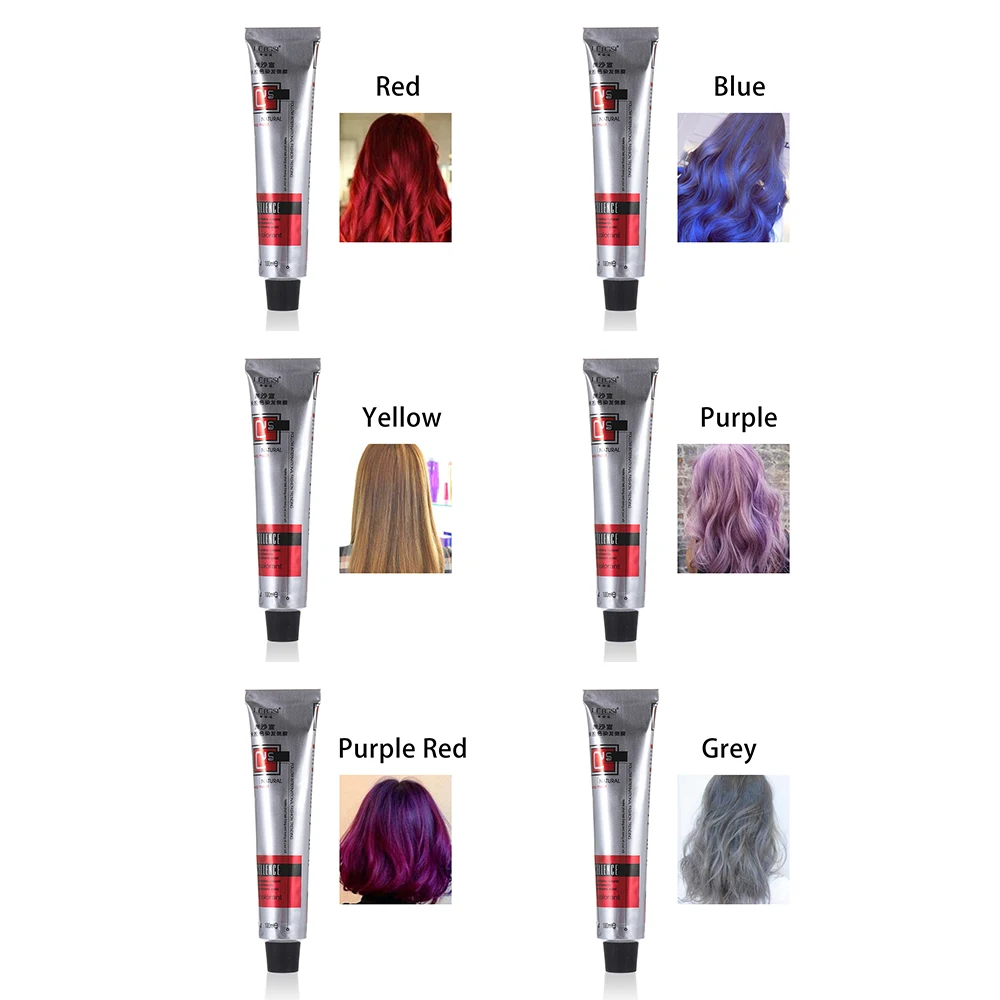 

Semi Permanent Hair Dye Tint 6 Colors Natural Hair Coloring Cream Men/Women Fashion Hair Care Styling Tools Easy to use