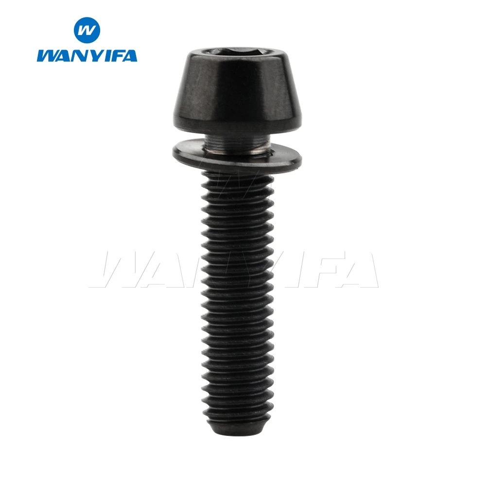 M5x20 Black Wanyifa M5x16mm M5x18mm M5x20mm коническая головка Винт С Титановым болтом с шайбой для руля велосипеда синий черный титан радуга золото - Цвет: M5x20 Black