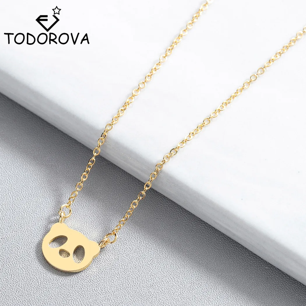 Todorova Tiny Cute Mascot Panda Necklaces for Women Stainless Steel Jewelry Children Baby Birthday Gift Animal Neckalce | Украшения и
