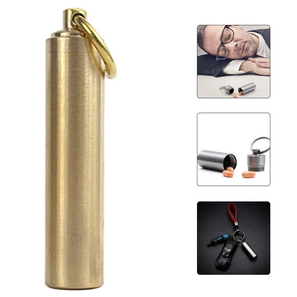 

H62 Brass Pill Case Medicine Tablet Dispenser Organizer Pill Box Outdoor Mini Storage Container Convenient With Keychain