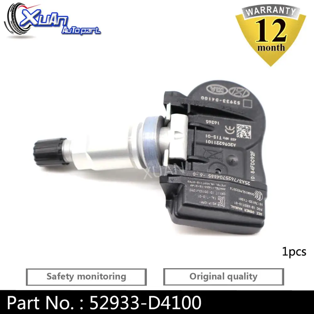 XUAN 1 шт. датчик давления в шинах TPMS сенсор 52933-F2000 для hyundai Elantra i30 Ioniq Kona Kia Niro Optima Sportage