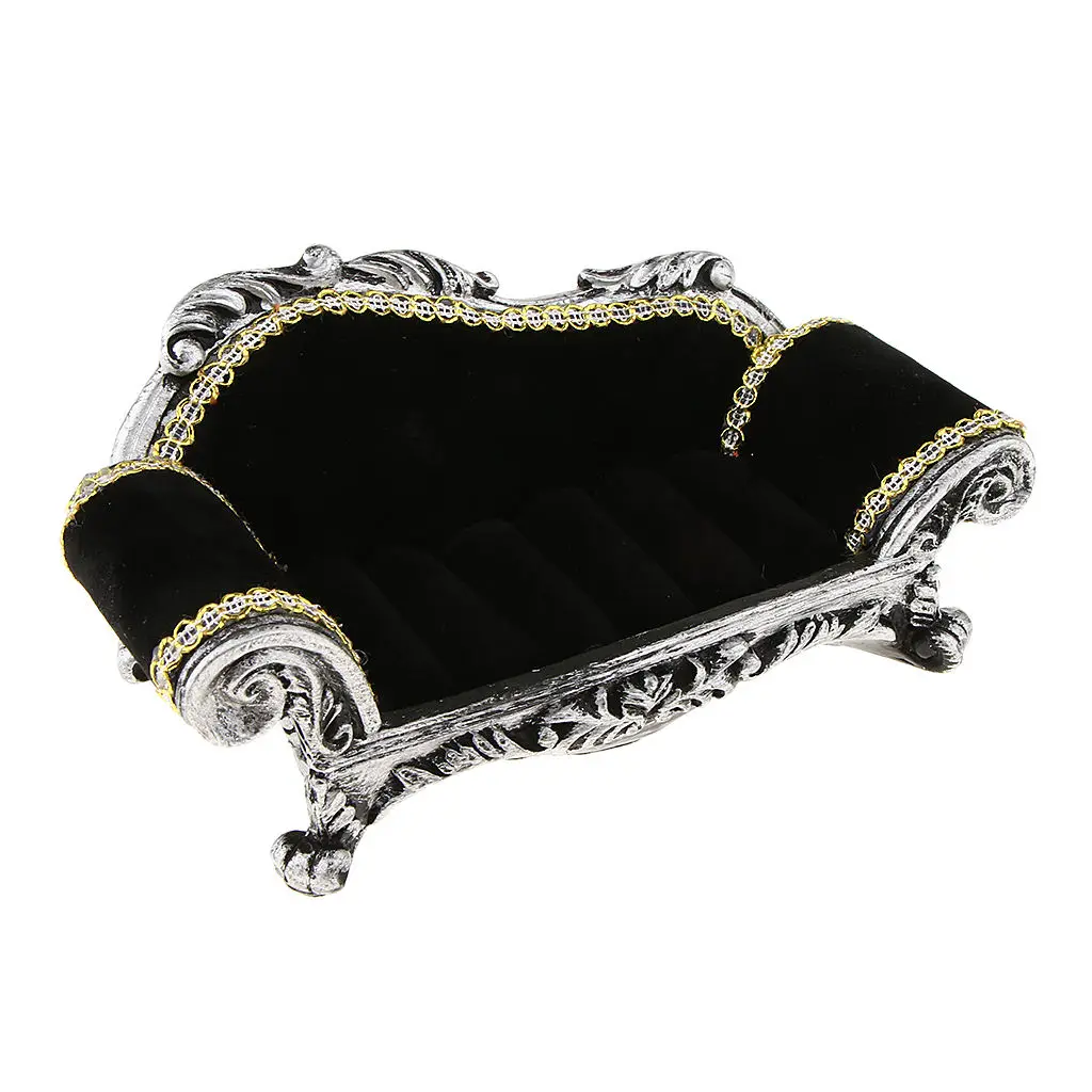 MagiDeal Resin Velvet Ring Earrings Display Sofa Couch Cufflinks Trays Organizer S/L Jewelry Storage
