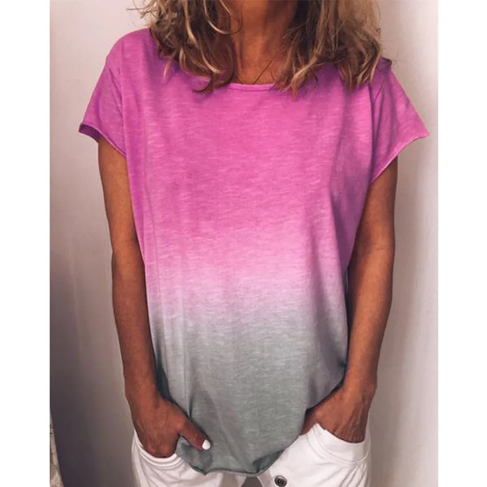 Женская свободная футболка с коротким рукавом зеленая синяя желтая оранжевая и