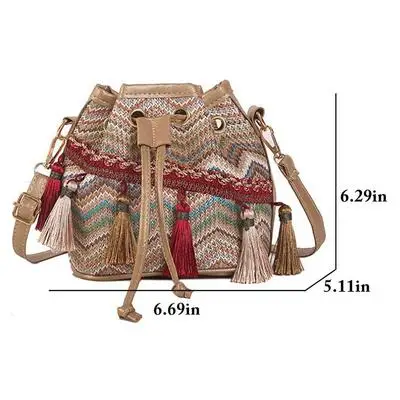 Женская сумка с кисточками на плечо Холщовая Сумка мешок для женщин 2020 шнурке